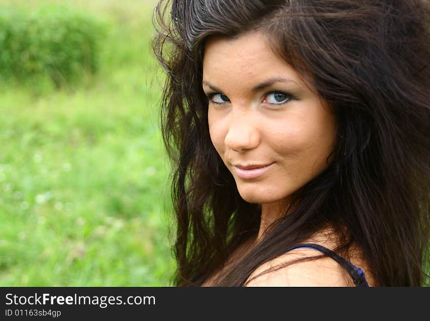 A portrait of a girl with dark hair