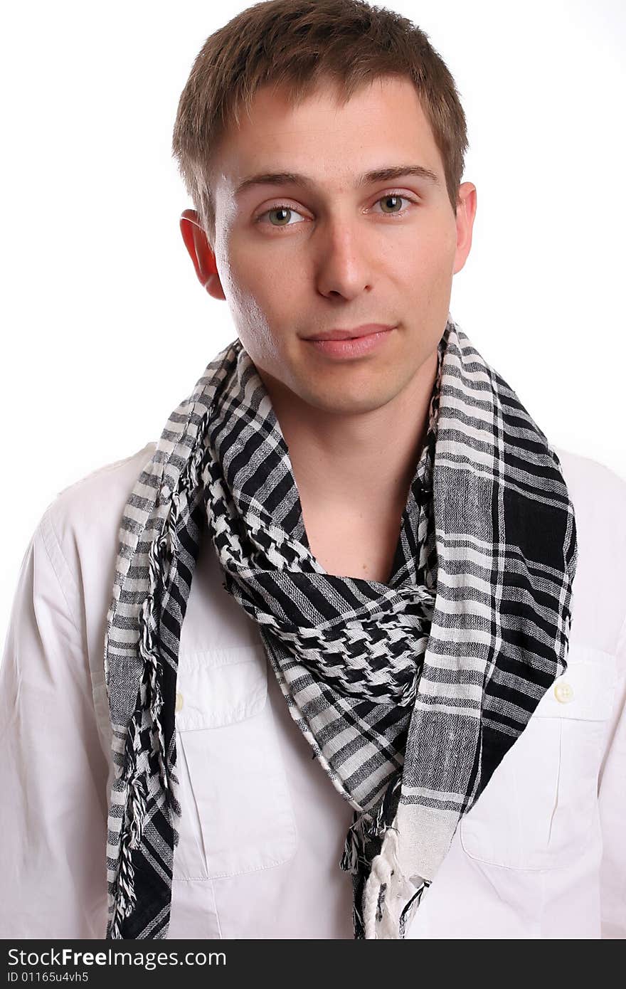 Young Casual man posing, isolated in white background