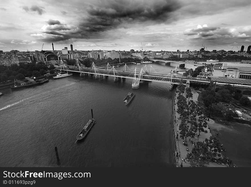 A shot from the London eye of the river Thames