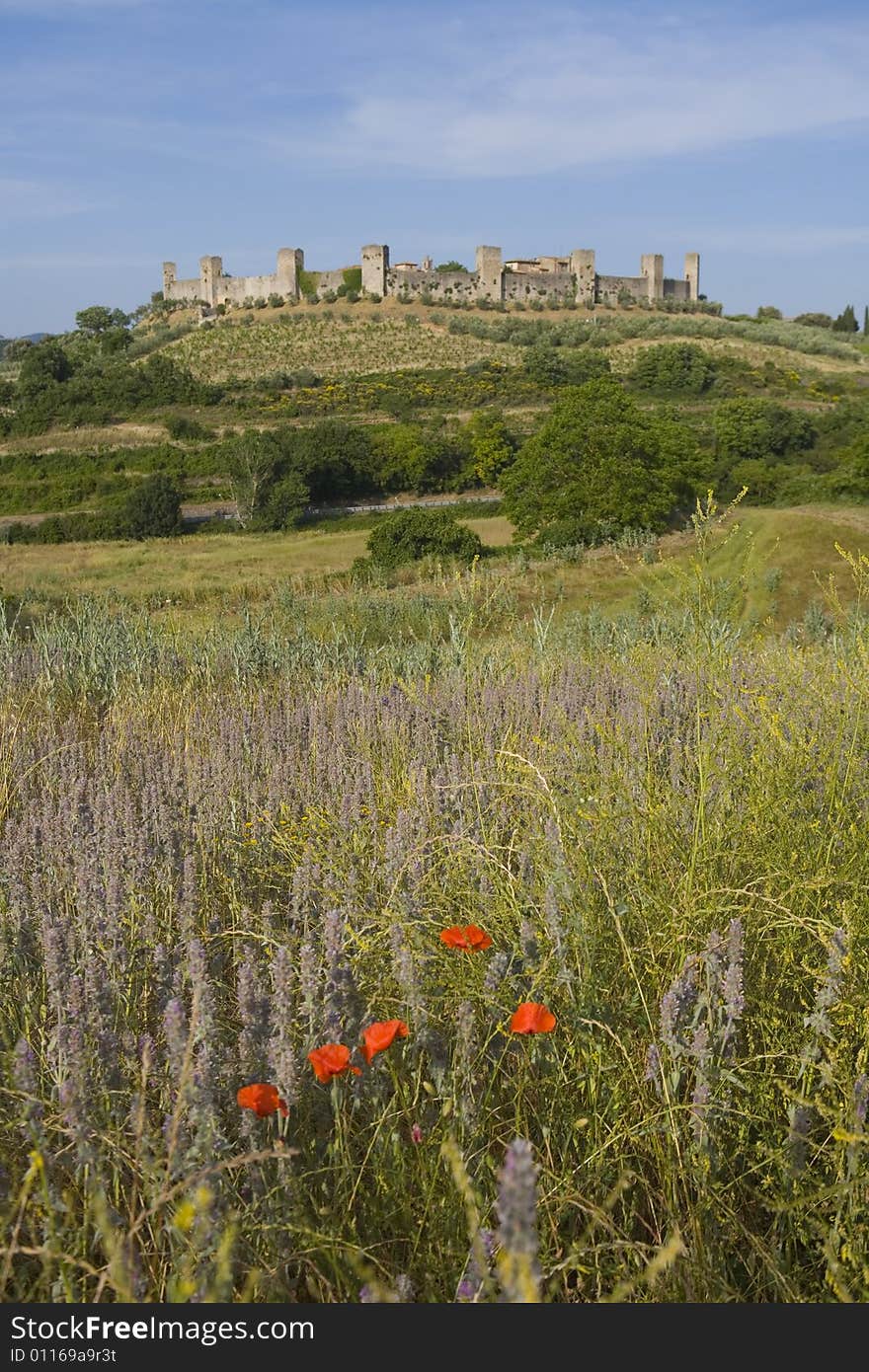 Monteriggioni, a Tuscany medieval town. Monteriggioni, a Tuscany medieval town