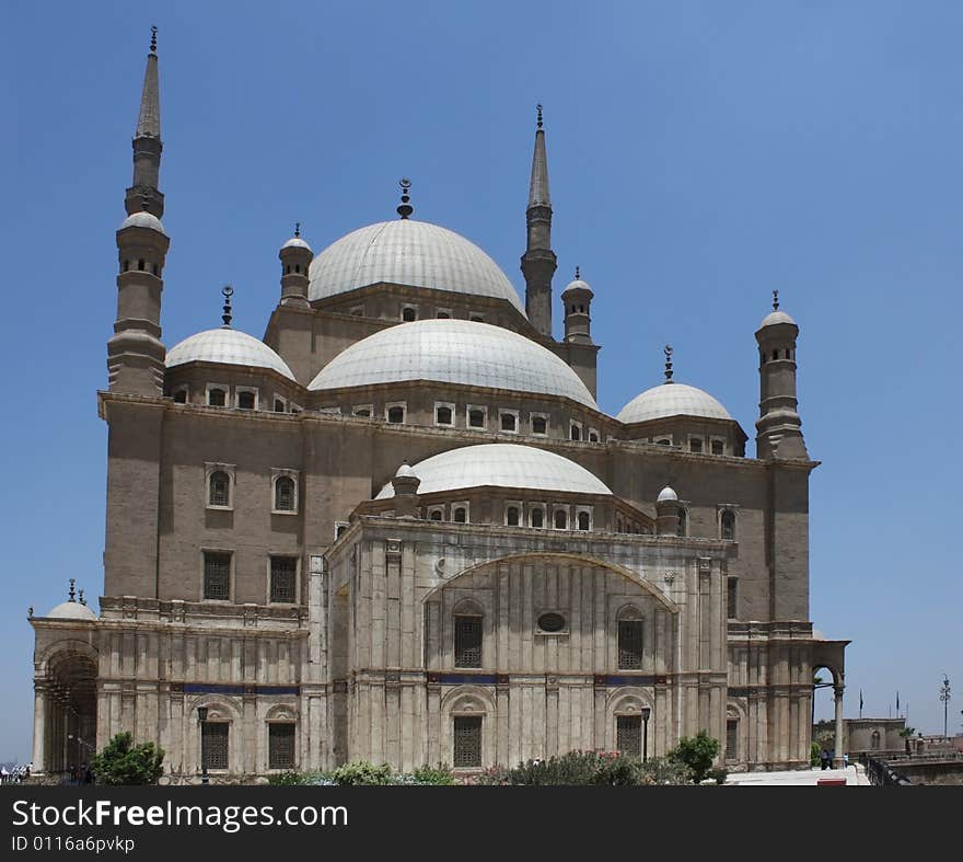 Front View of the Muhammad Ali mosque on the citadel in Cairo, Egypt