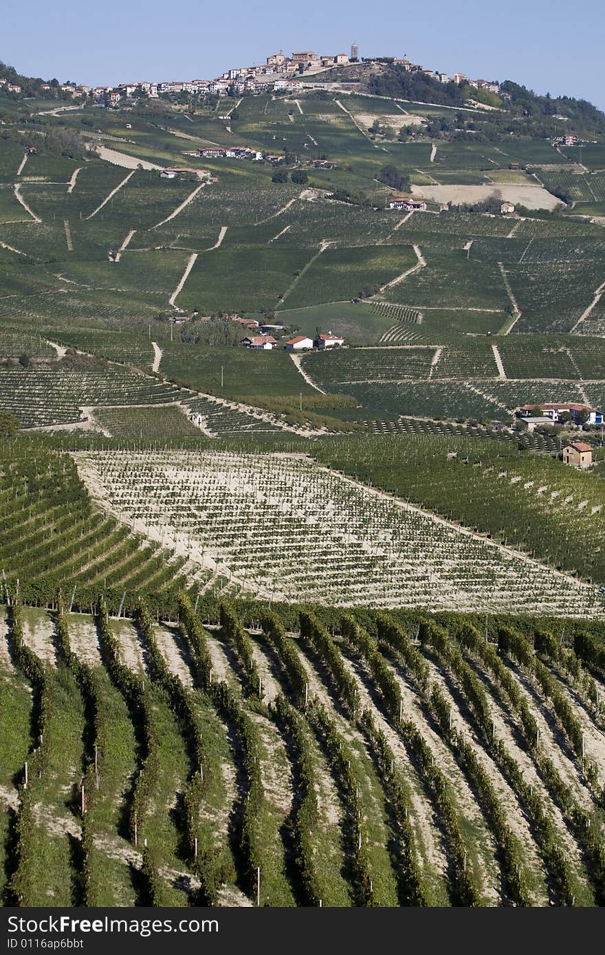 A italian hillside with view of village. A italian hillside with view of village