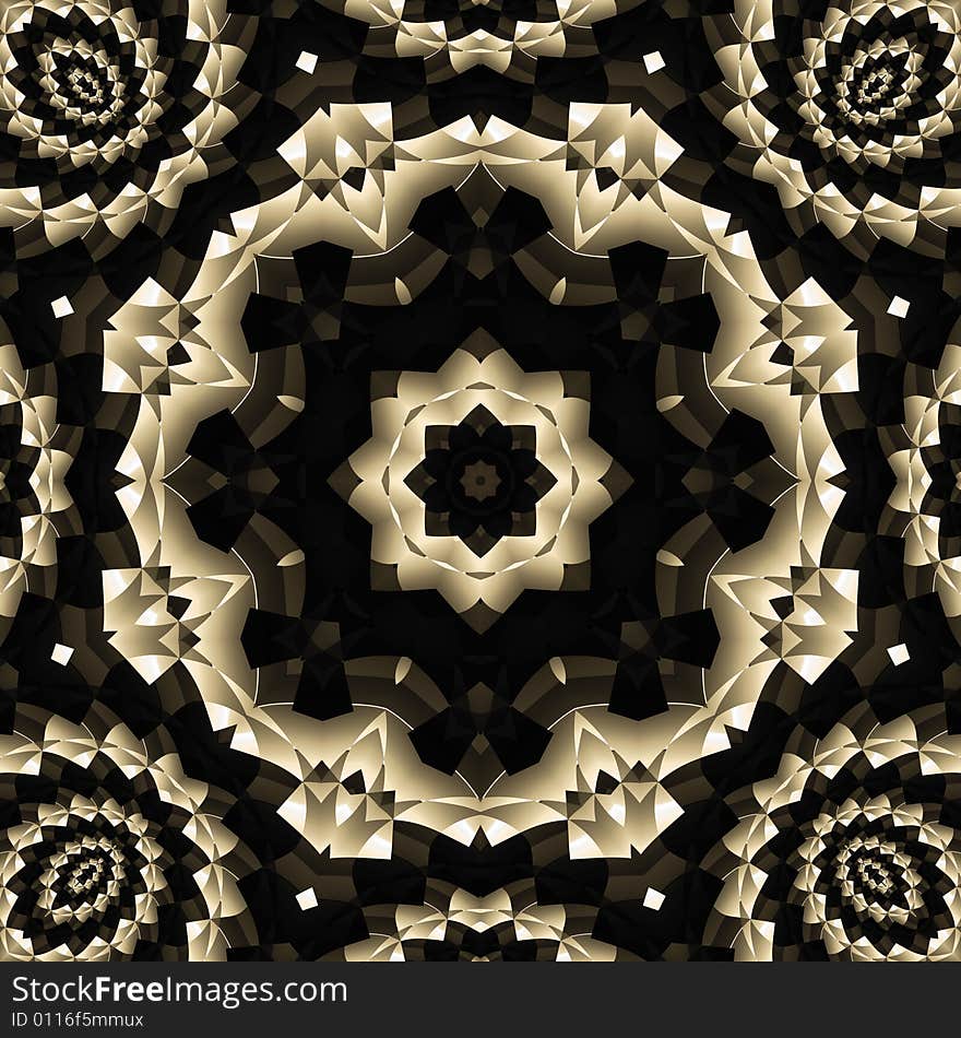 Abstract fractal image resembling a high contrast star mandala. Abstract fractal image resembling a high contrast star mandala