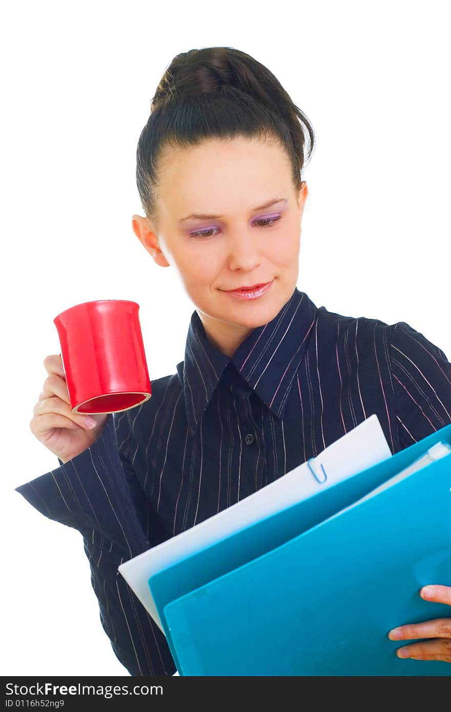 Businesswoman Working On Coffee Break