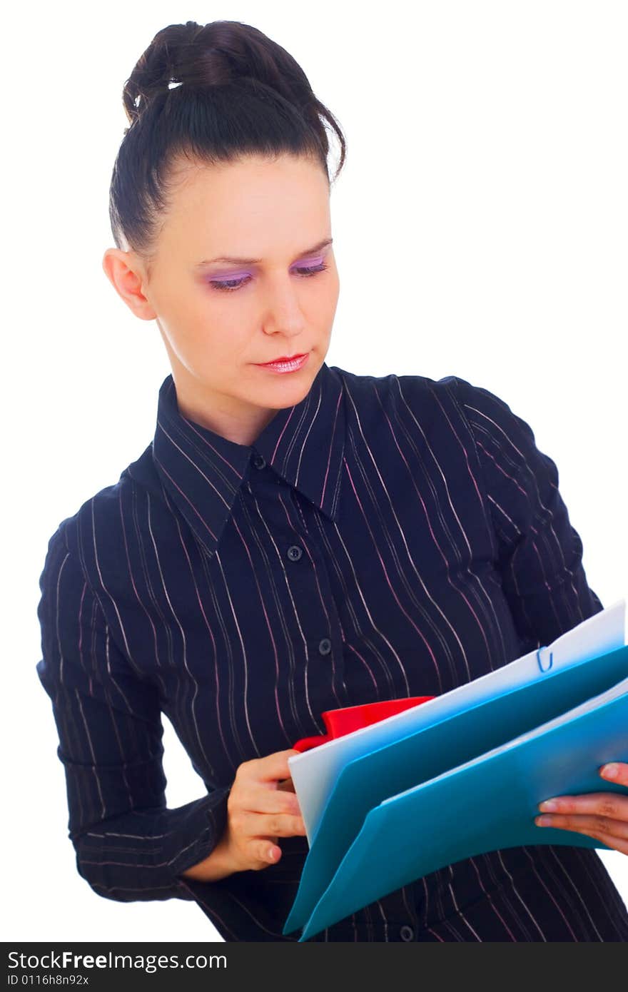 Businesswoman working on coffee break