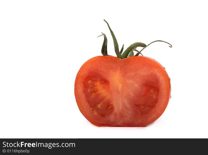 Red tomato on a white background