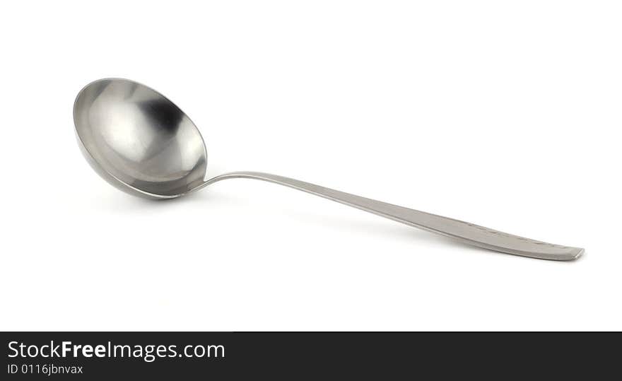 Metal spoon to serve soup. Metal spoon to serve soup