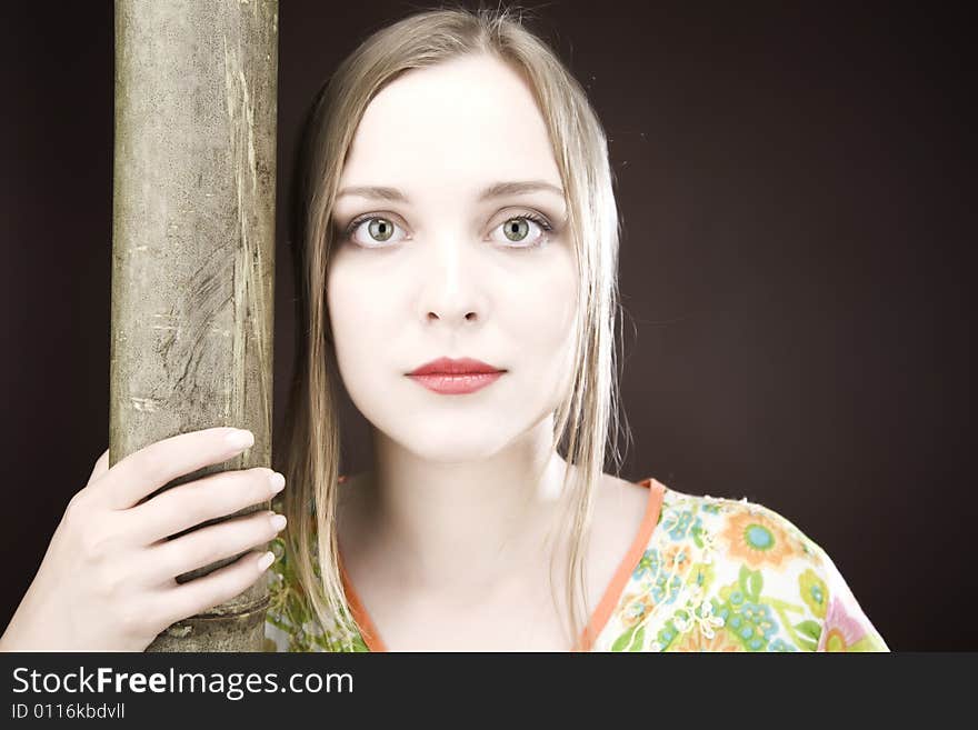 Beauty Women And Bamboo Tree. Beauty Women And Bamboo Tree