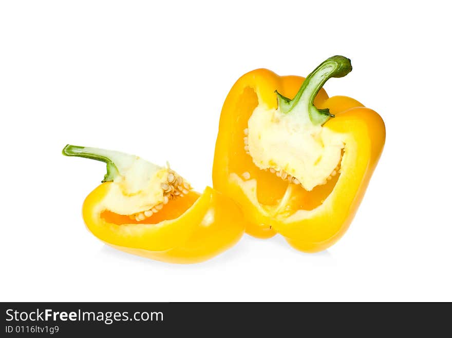 Two pieces of yellow sweet pepper