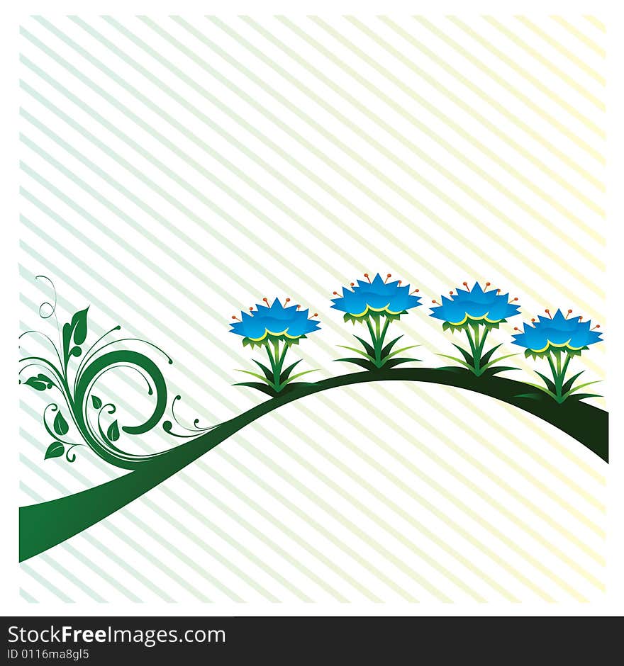 Jpeg and vector illustration with row of flowers and curl ornament for your text. Jpeg and vector illustration with row of flowers and curl ornament for your text