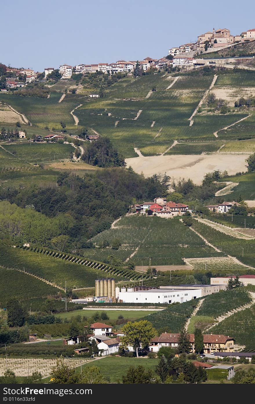 A italian hillside with view of village. A italian hillside with view of village