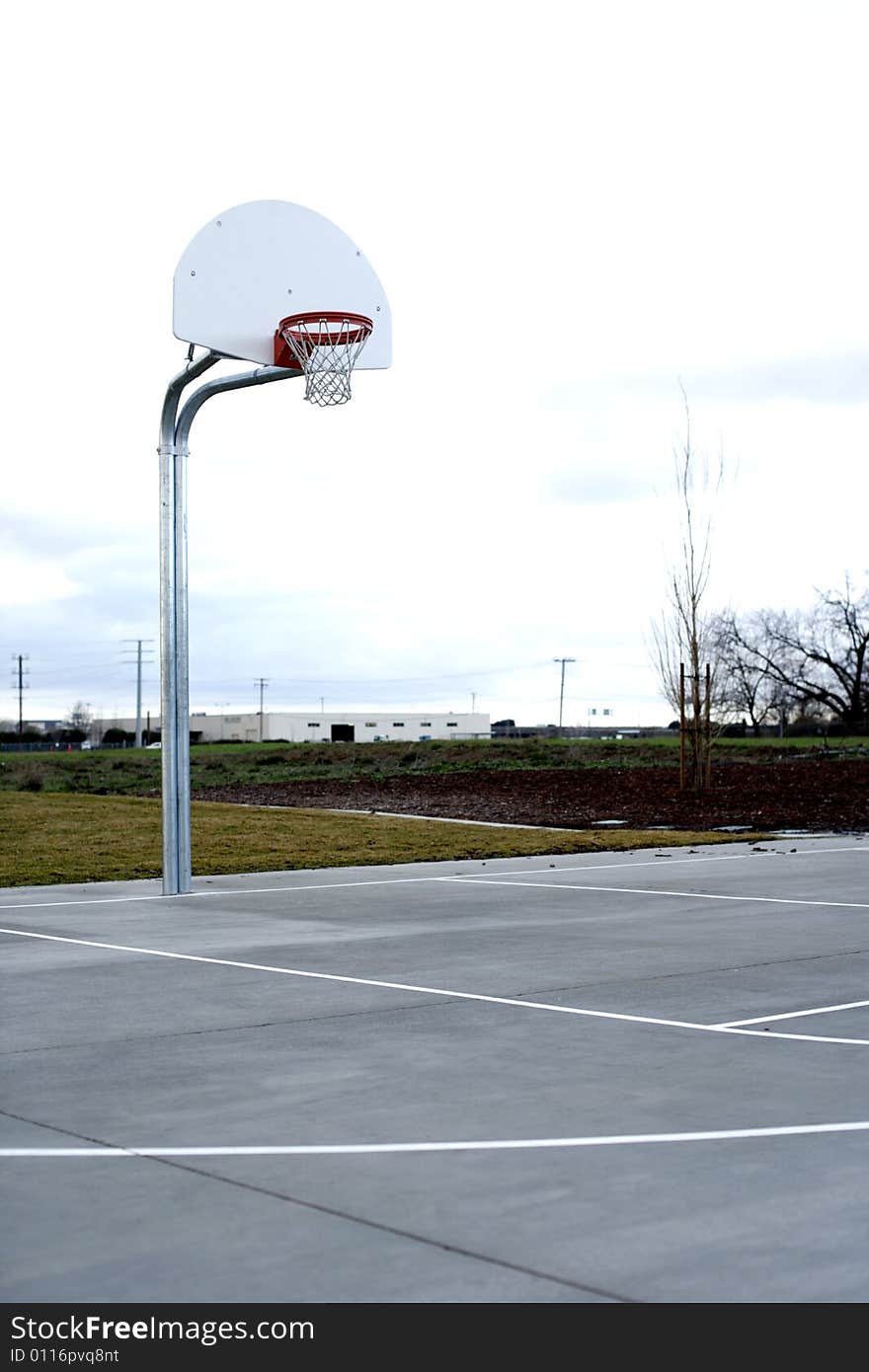 Basketball court lines on a street court