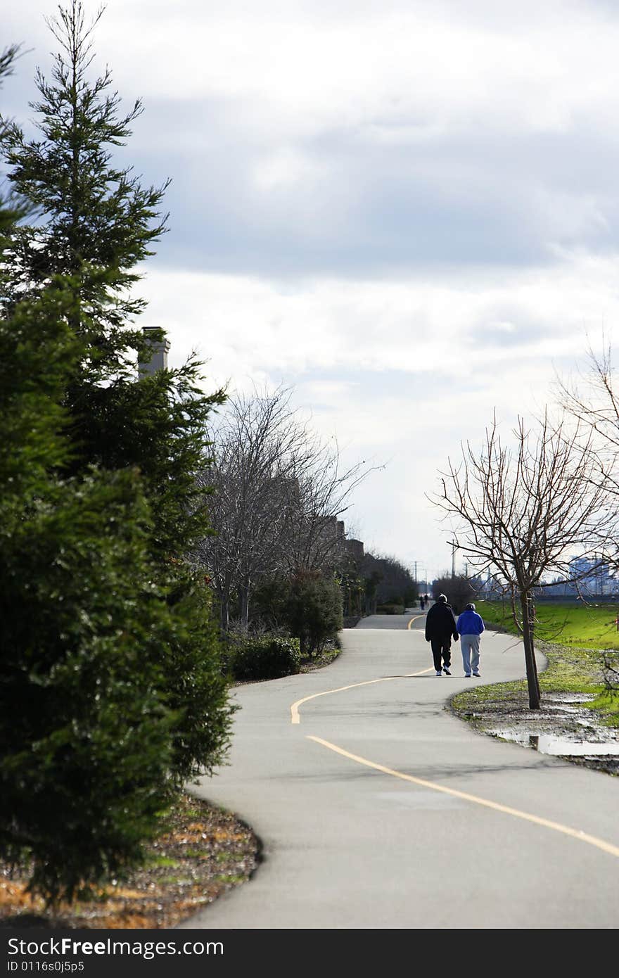 A bike path in a urban area