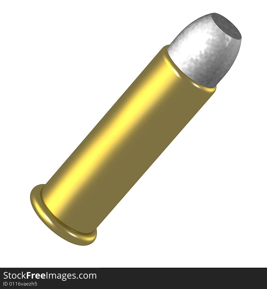 Deadly 44 magnum bullet isolated on white