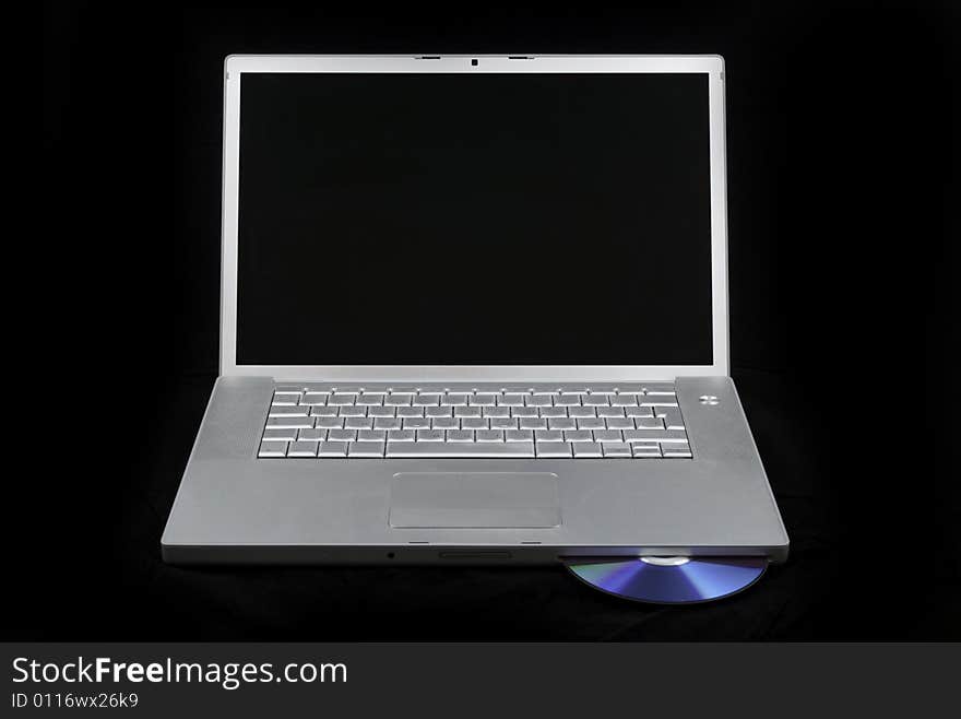 Laptop Isolated With CD