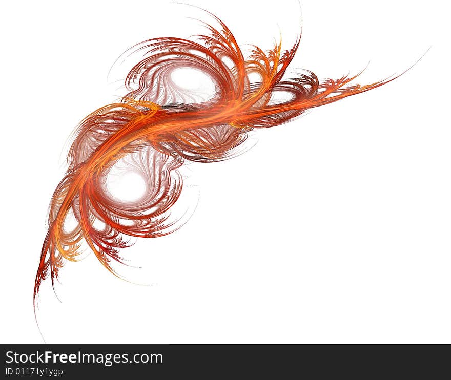 Fractal feather over white background