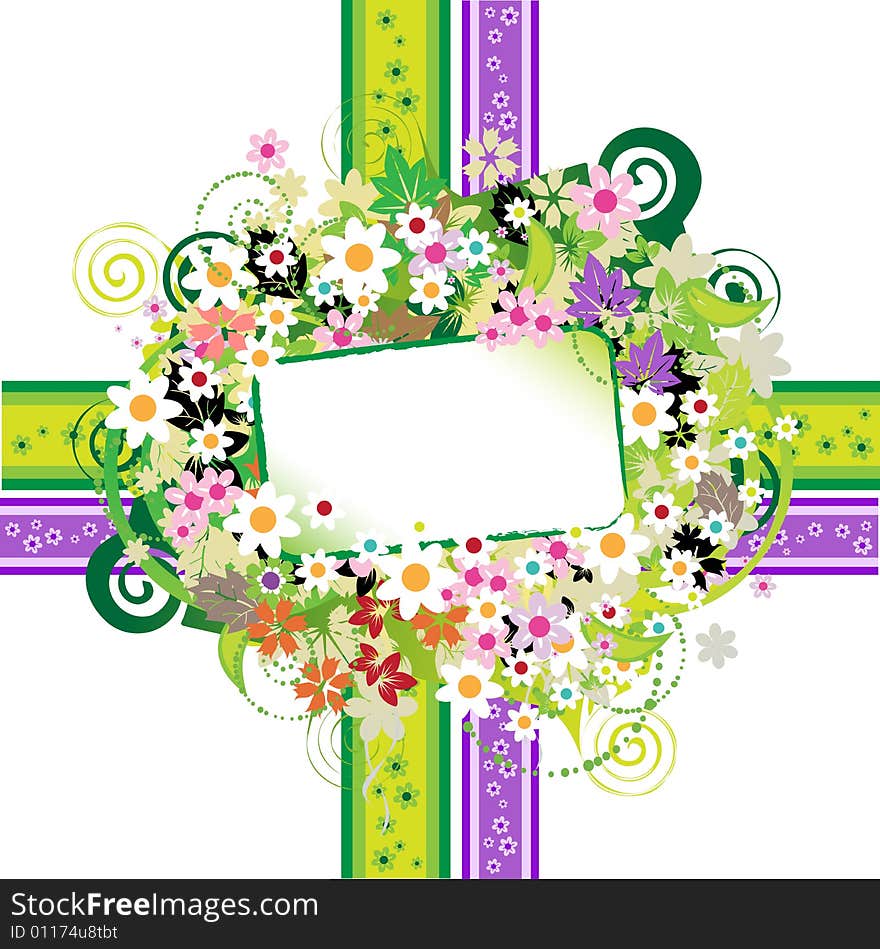 Floral frame beautiful, vector illustration