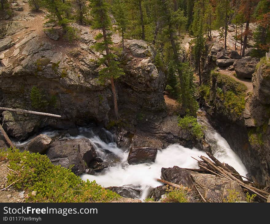 Adams Falls twists as it descends through Rocky Mountain National Park. Adams Falls twists as it descends through Rocky Mountain National Park