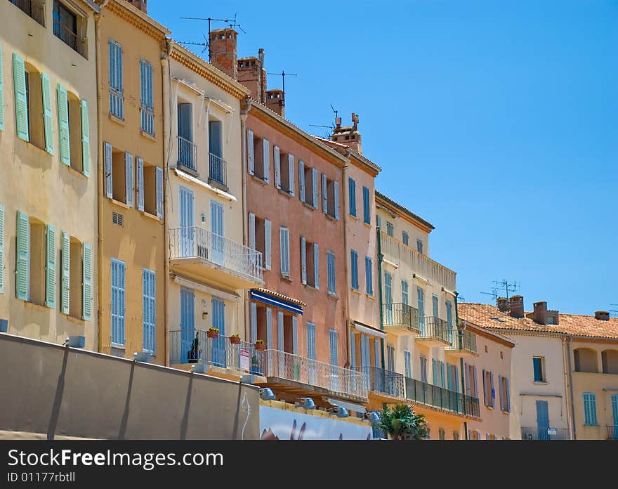 Row of houses in the warm sunlight