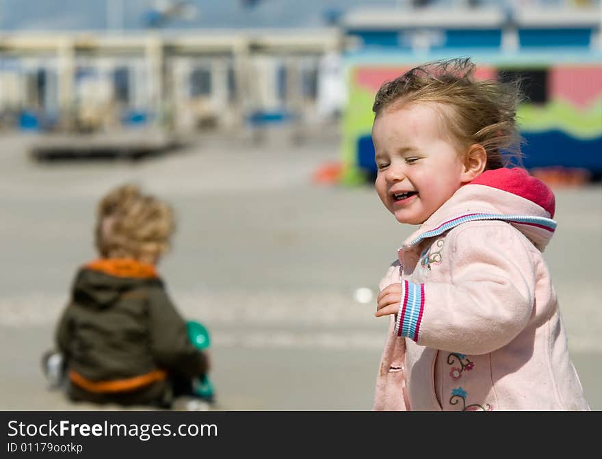 Cute young girl having fun on the beach. Cute young girl having fun on the beach