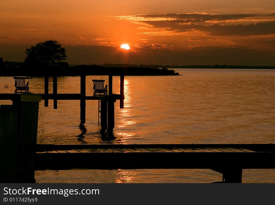 Sunset on St. Claire lake