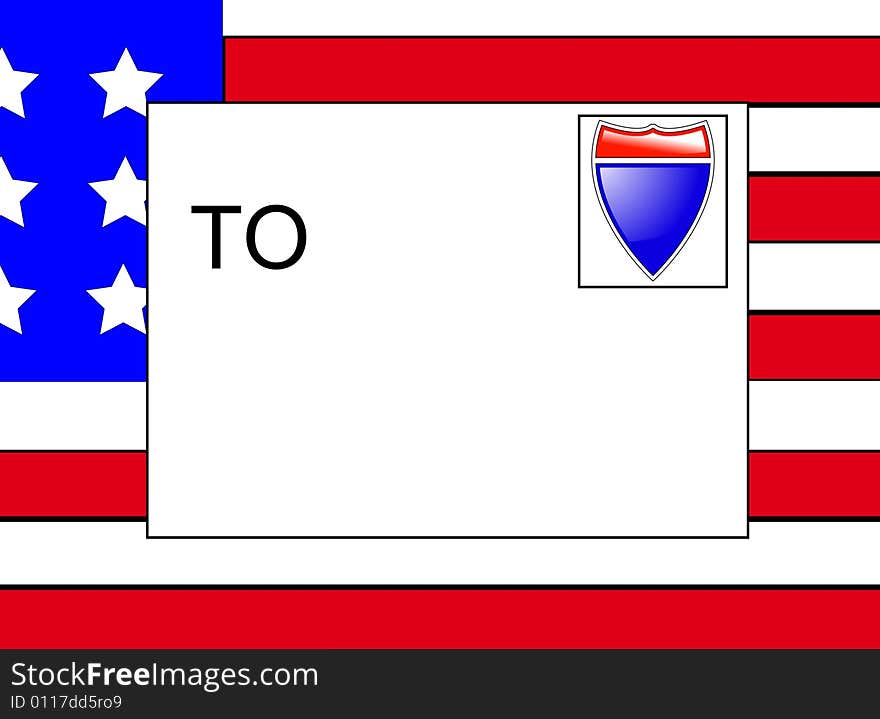 A letter against the flag of the United States of America. A letter against the flag of the United States of America.