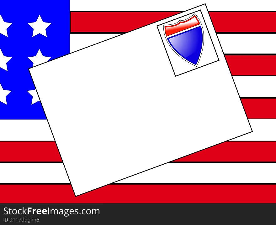 A letter against the flag of the United States of America. A letter against the flag of the United States of America.