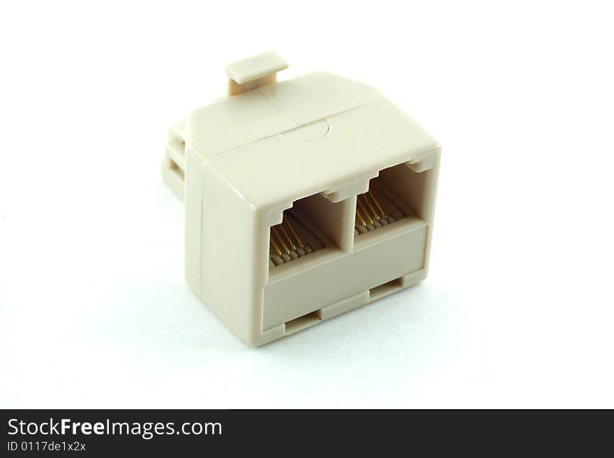 1 To 2 Telephone Jack Adapter On White Background