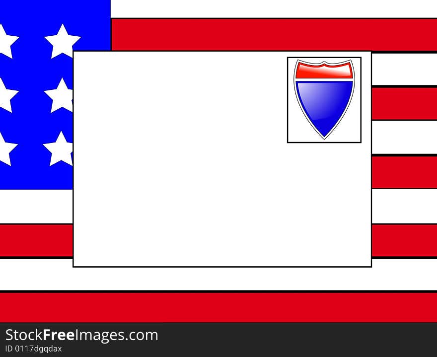 A letter against the flag of the United States of America. A letter against the flag of the United States of America.