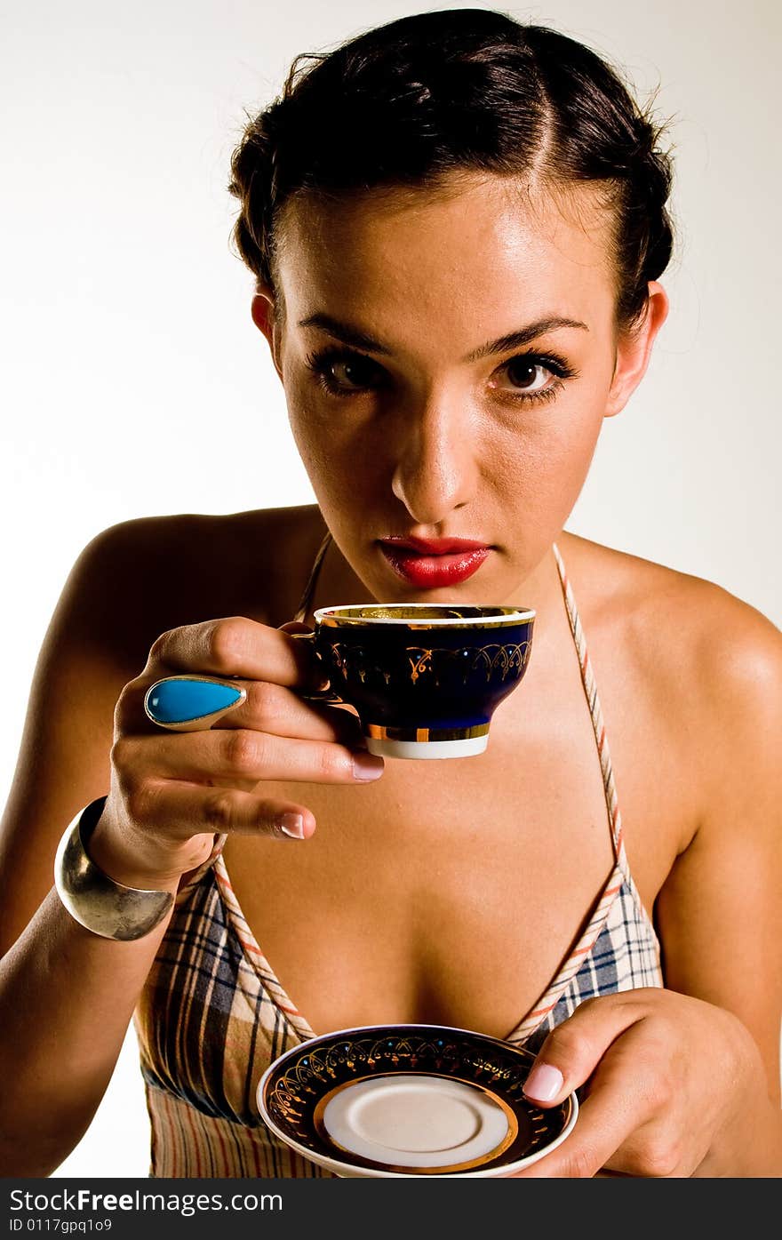 A young female model, photographed in the studio.