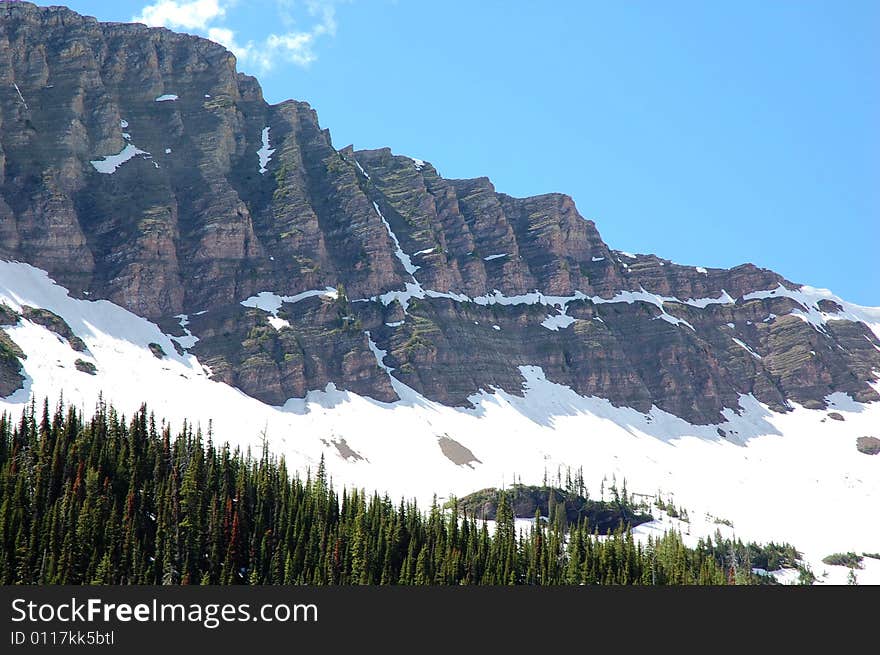 Rocky mountain and hillside forests in glacier national park, montana, united states. Rocky mountain and hillside forests in glacier national park, montana, united states