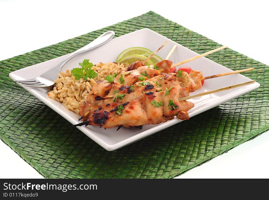 Chicken Skewers and Rice