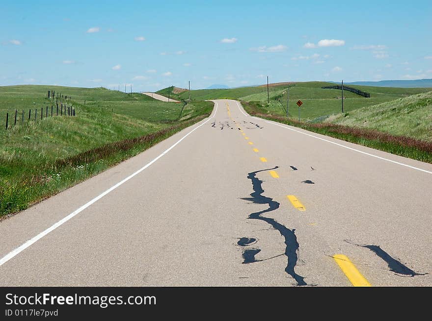 A highway through the great plains, alberta, canada. A highway through the great plains, alberta, canada