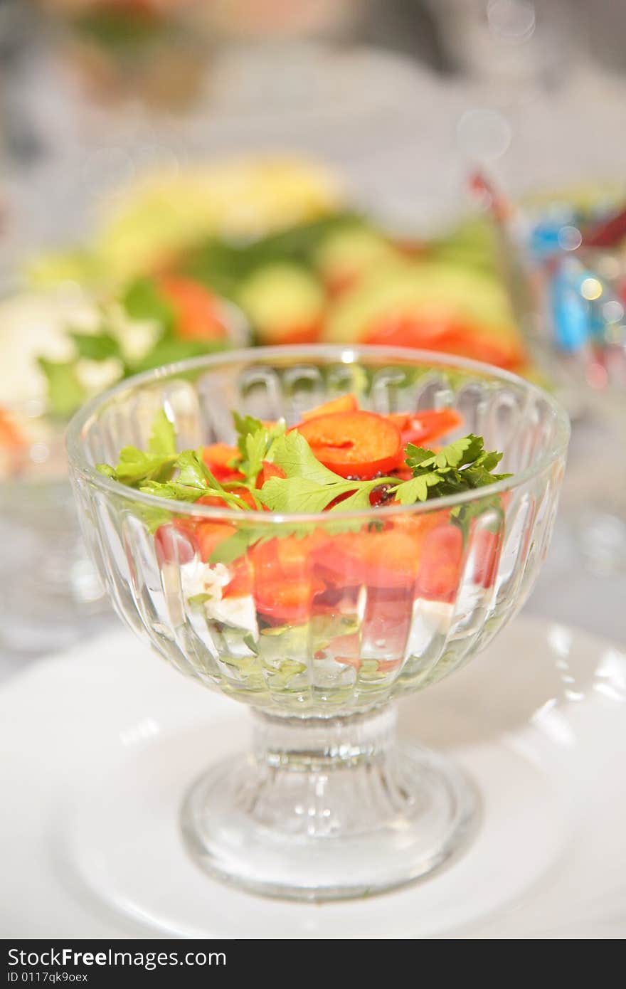 Salad from tomatoes in vase