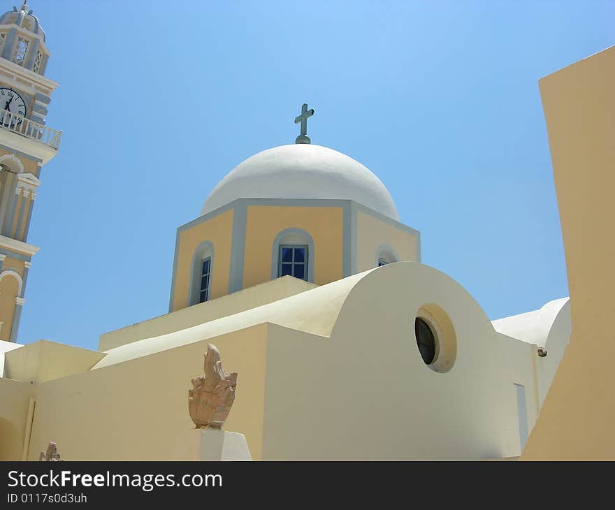 A Religious Mediterranean Dome on the Greek island of Santorini.