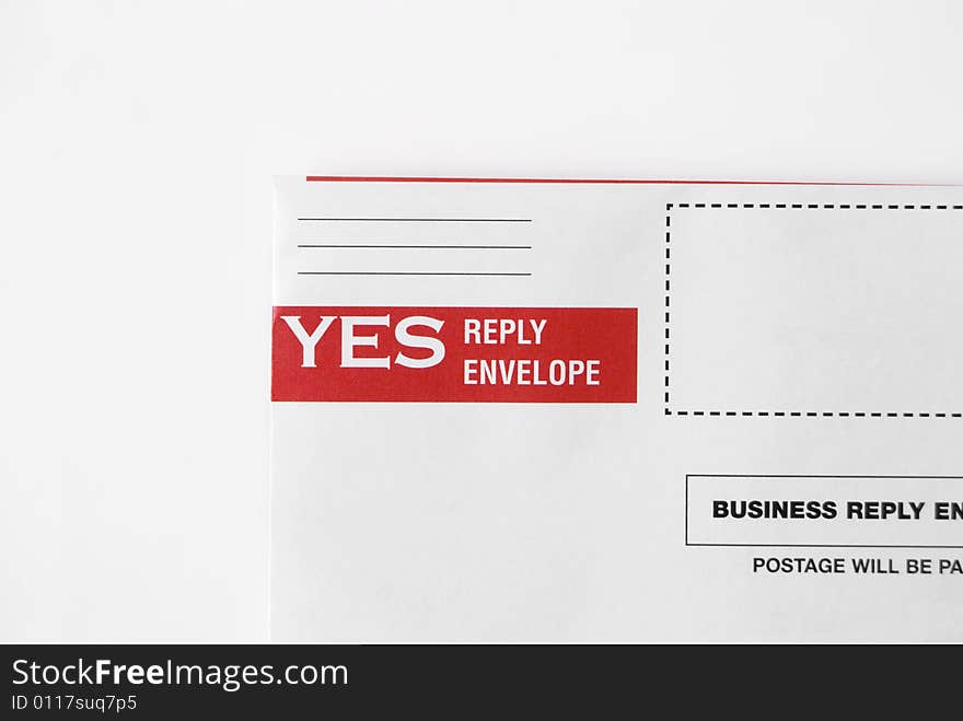 Yes Business Reply Envelope on white background