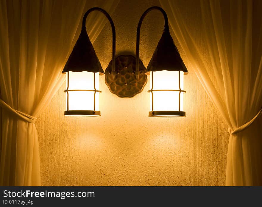 Two classic wall electric lights. Two classic wall electric lights.