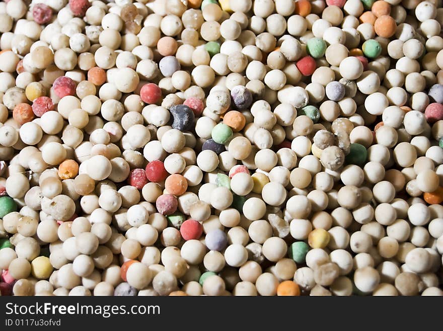 Heap of colorful and rounded sago in the market