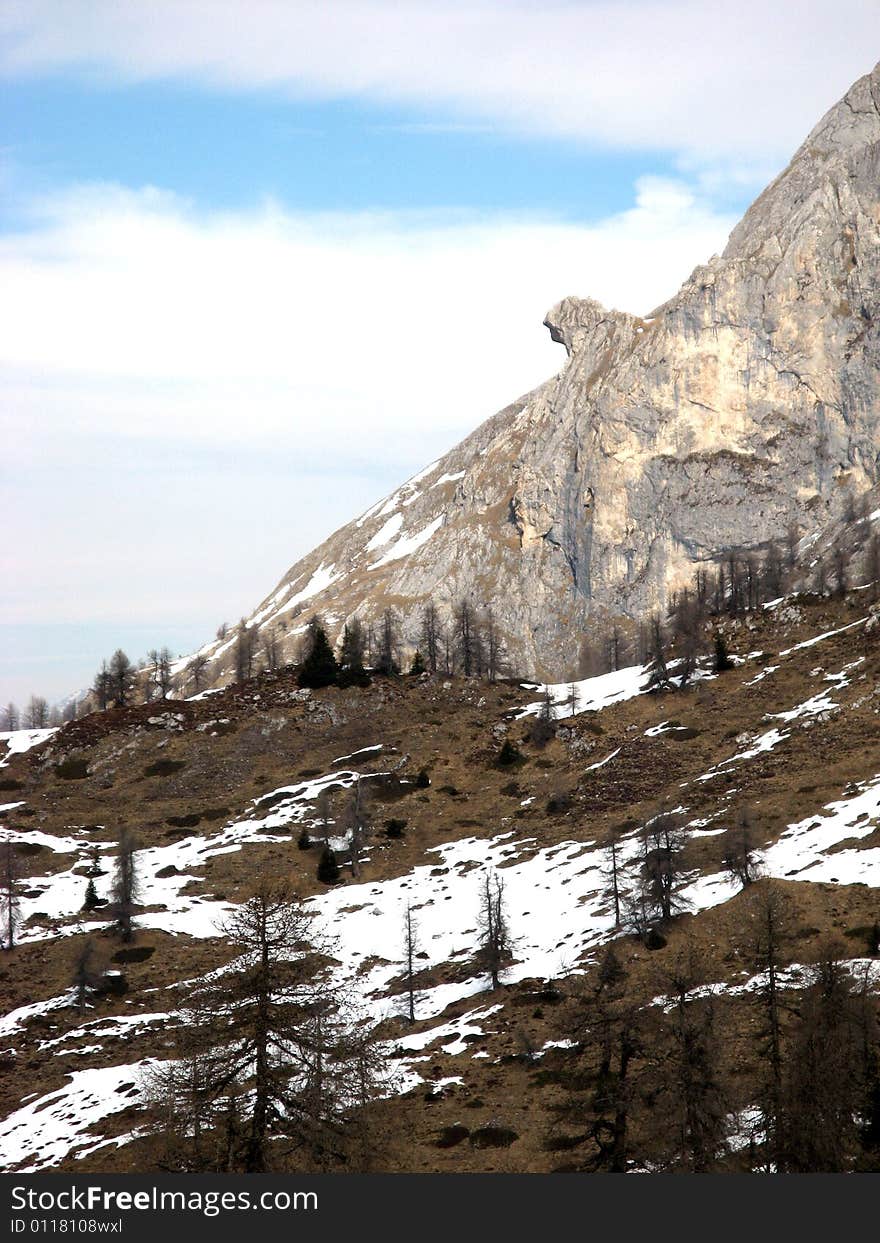 Long and beautiful ski run. Long and beautiful ski run