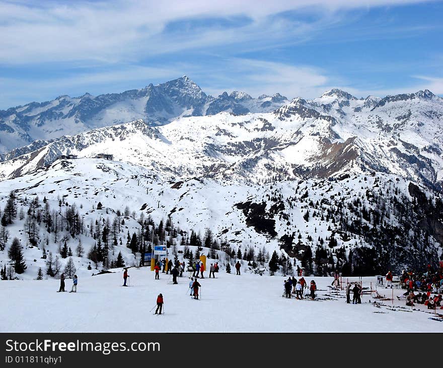 Long and beautiful ski run. Long and beautiful ski run