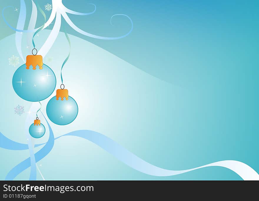 Three blue christmas balls-christmas background