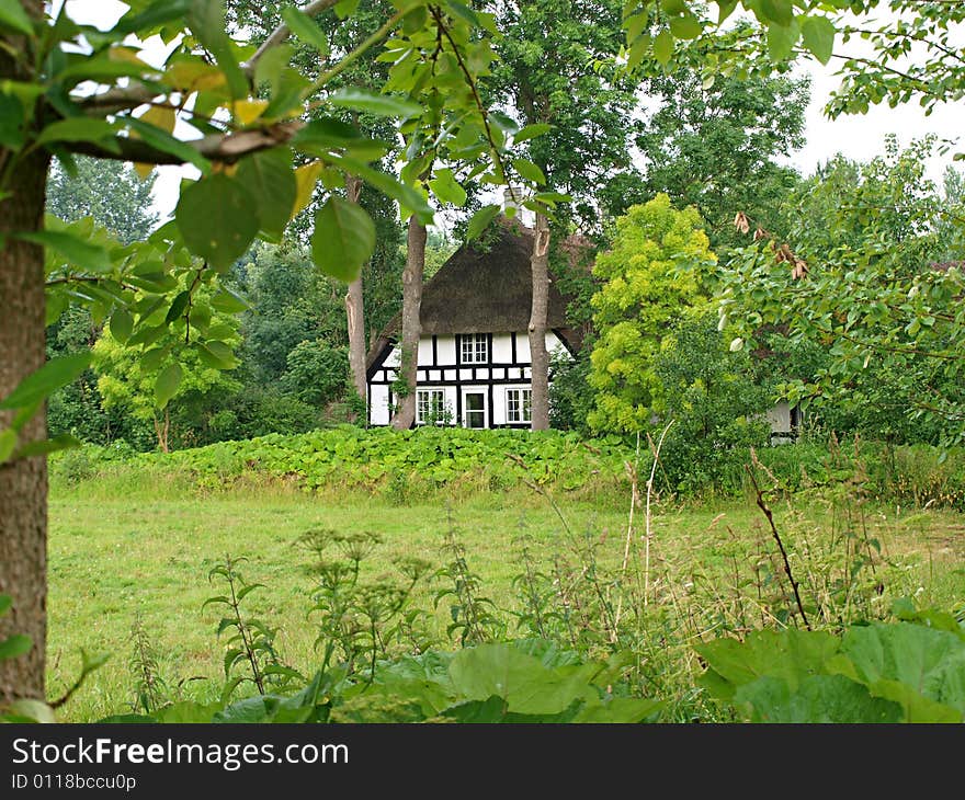 Typical Country Farmhouse In A Forest Denmark