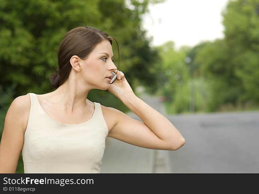 Attractive business woman over white background.