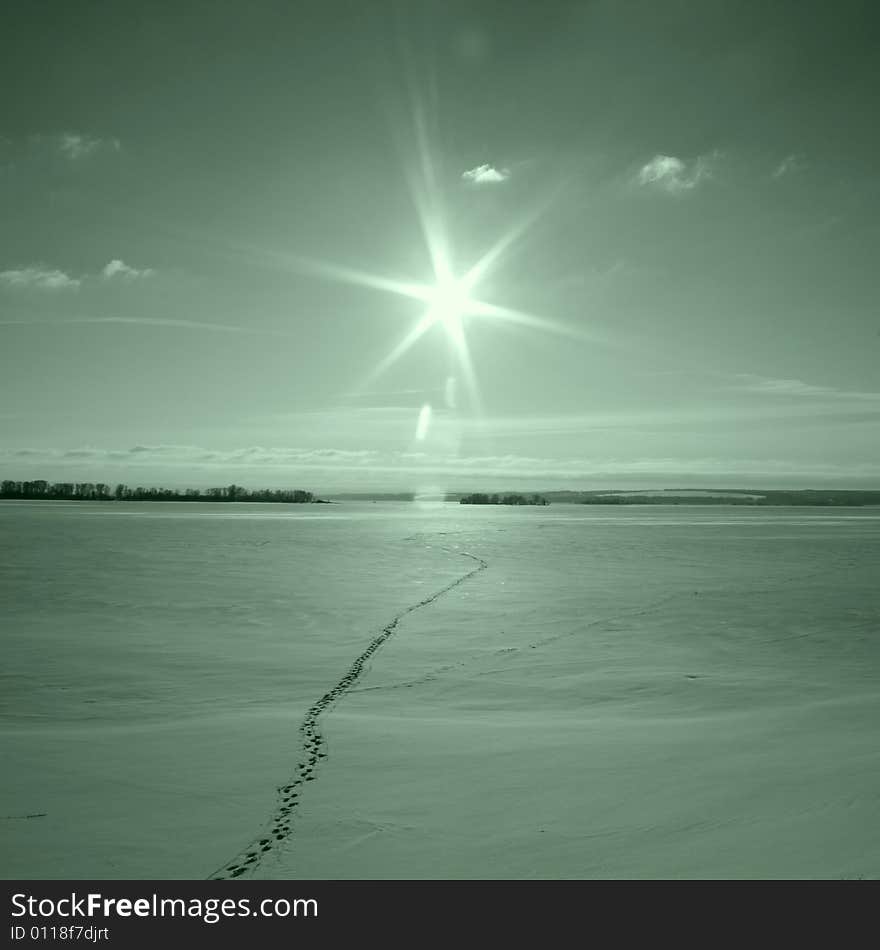 Green photo of winter sun. Green photo of winter sun.