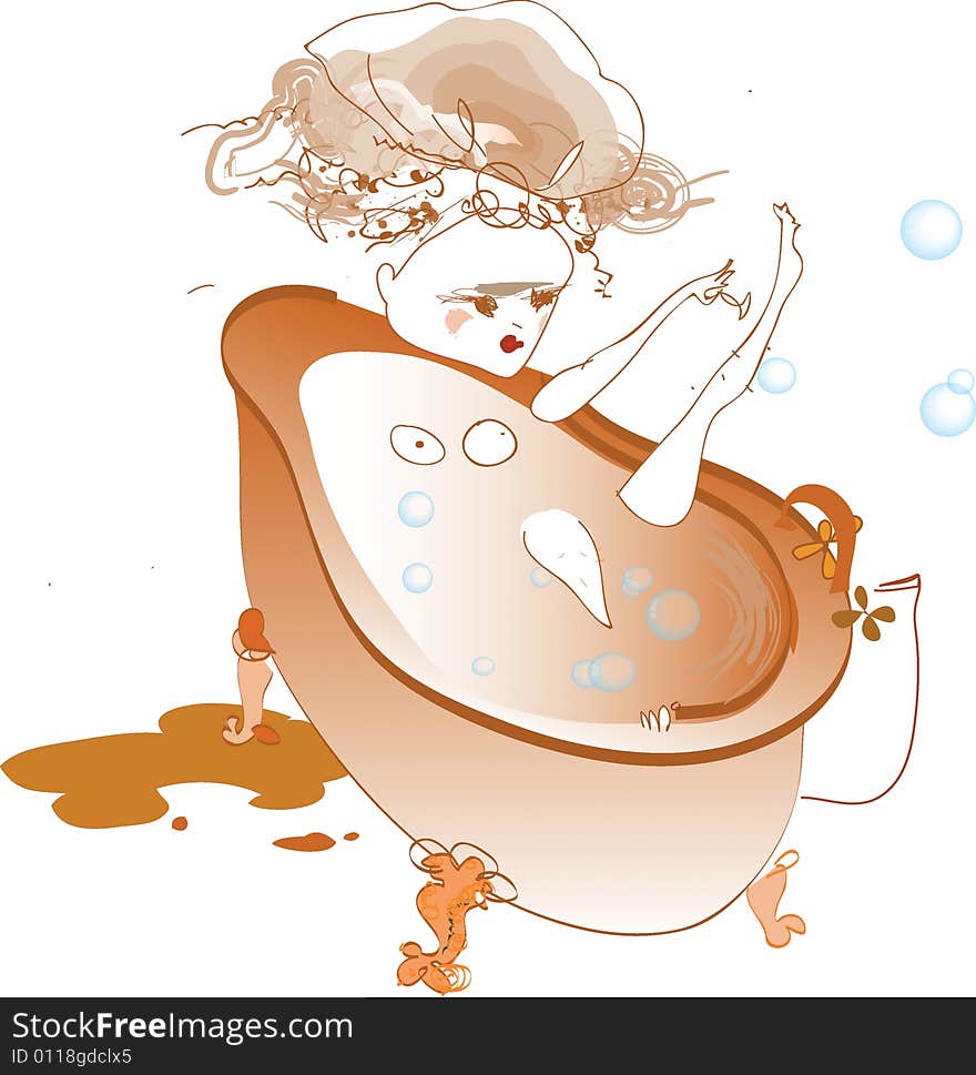 Vector image of a woman having bath. Vector image of a woman having bath