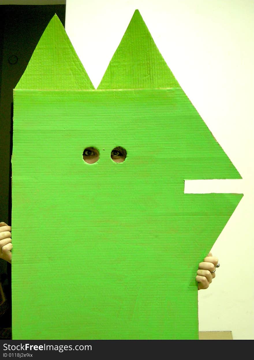 A girl in green, student, artist, designer,  masked ball