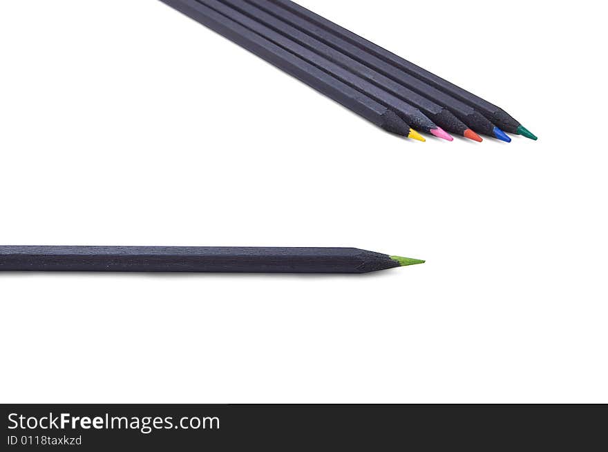 Black wooden coloured pencils