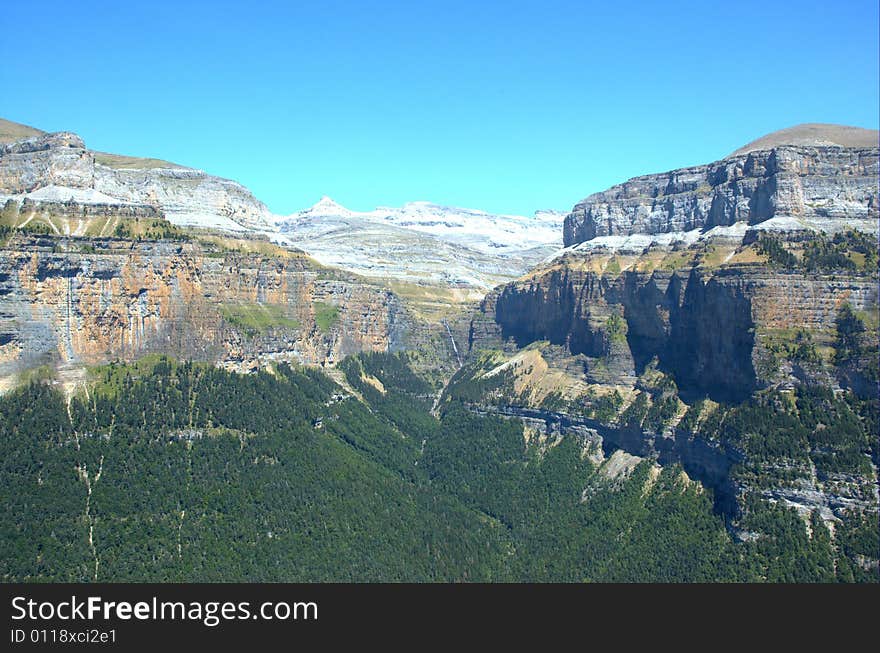 View of the canyon is going to stop the cascade of horse's tail.