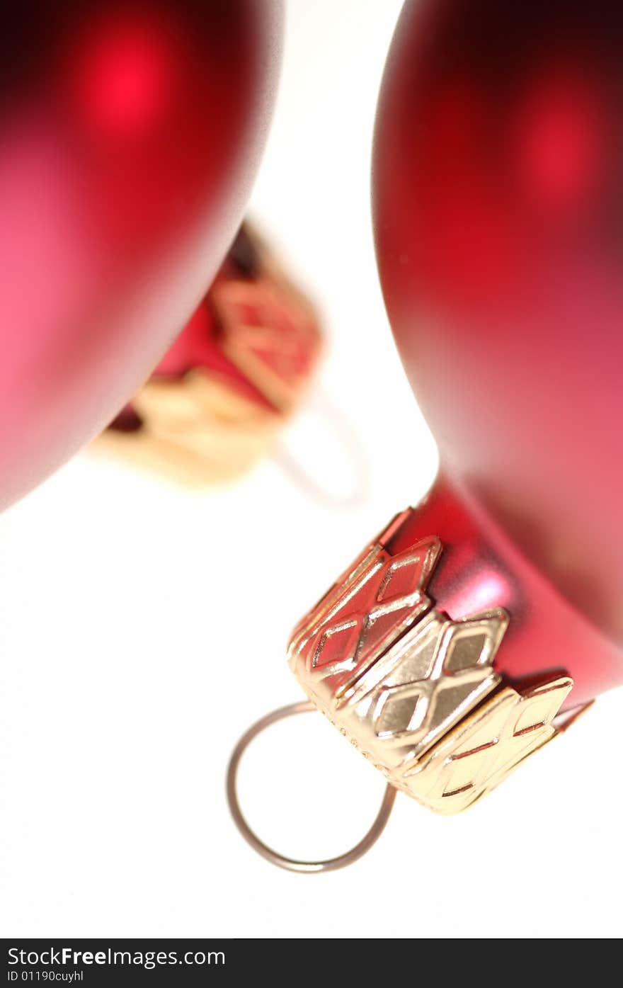 Close-up of red Christmas balls decoration. Close-up of red Christmas balls decoration