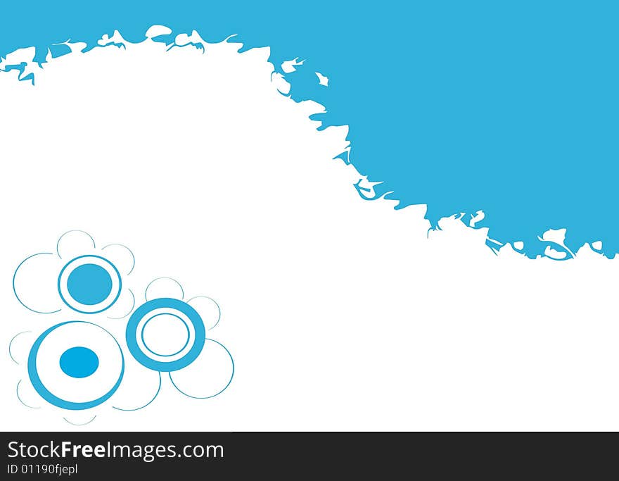 Funky illustrated abstract blue background. (Vector, background,)